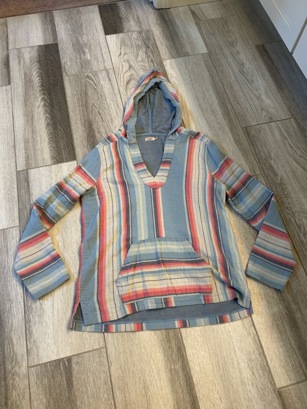 Faherty Blue Multi Striped Hooded Pullover